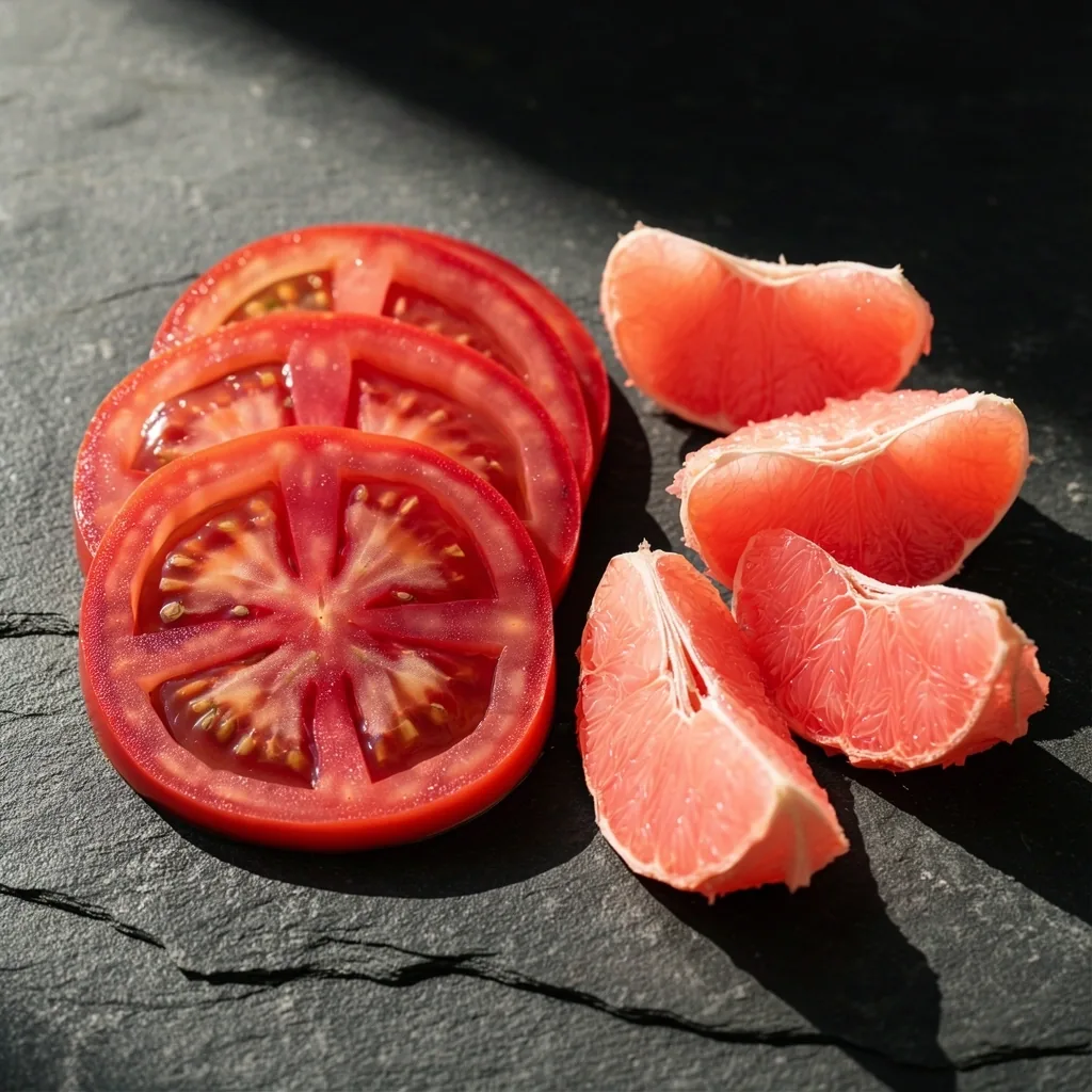 Lycopene rich tomatoes and grapefruit